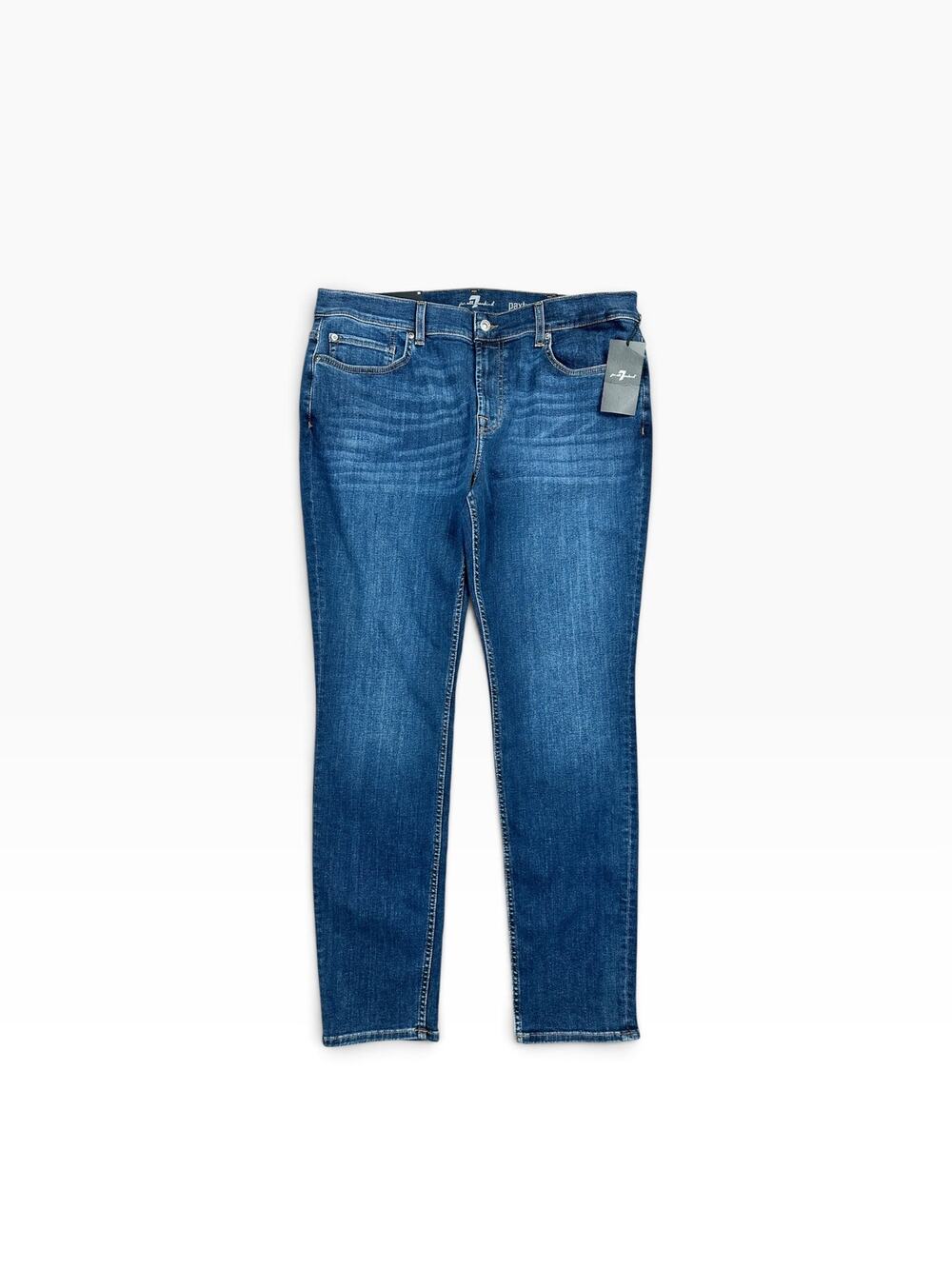 7 For All Mankind Paxtyn Sage Brush Skinny Fit Jeans Sahara Blue NWT — Size 36